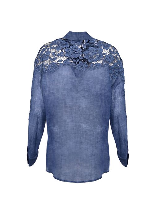 Camicia in ramie traforato con dettagli floreali Clips | E374 973600038